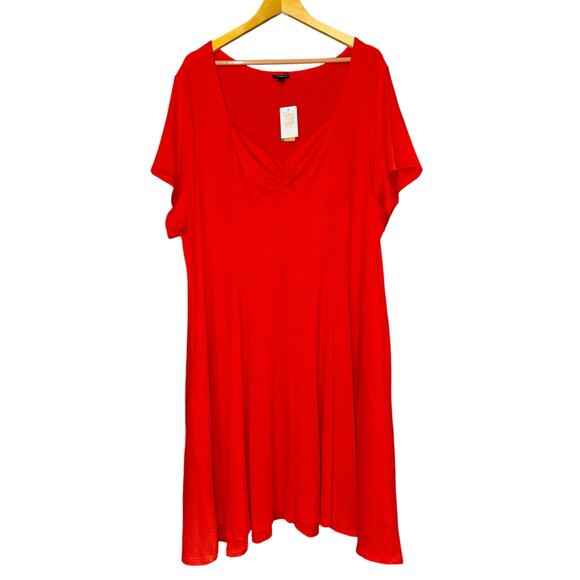 NWT Torrid Sweetheart Neckline Midi Dress Women's Size 5T Red Orange Feminine - Picture 1 of 7